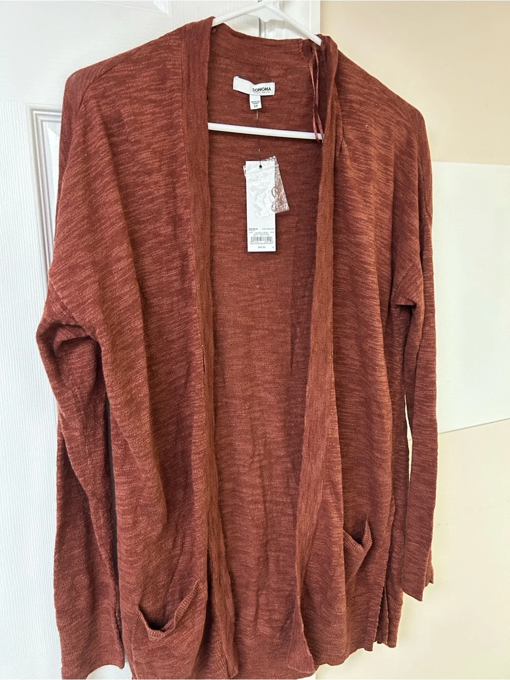 NWT Sonoma Goods for Life marled rust orange open-front cardigan sweater